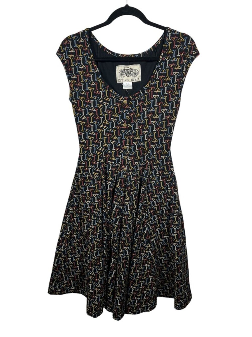 Effies Heart Dress Womens Small Fit & Flare Stretch Sleeveless Pockets Retro
